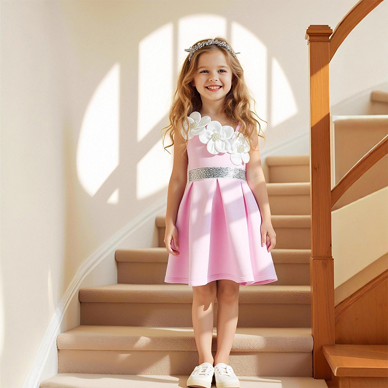 SCUBA KNIT Sleeveless Midi Dresses - Pink - 7Y - image 1