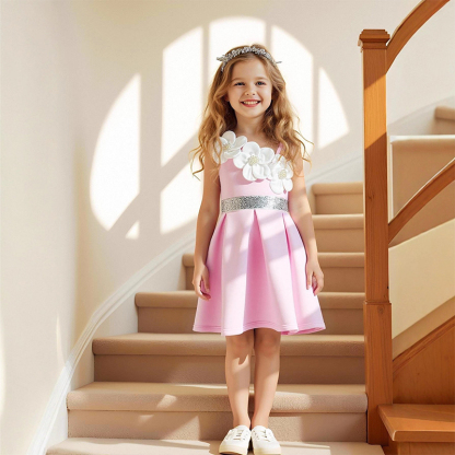 SCUBA KNIT Sleeveless Midi Dresses - Pink - 7Y - image 1