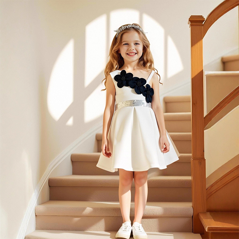 SCUBA KNIT Sleeveless Midi Dresses - White - 7Y - image 2