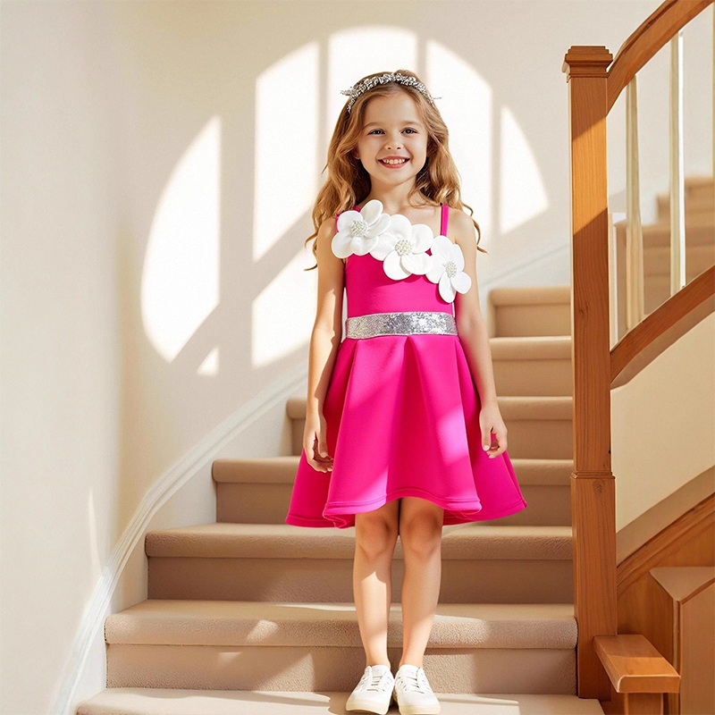 SCUBA KNIT Sleeveless Midi Dresses - Rose - 7Y - image 4