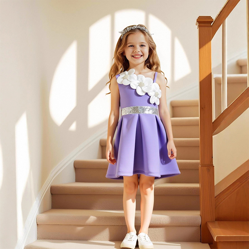 SCUBA KNIT Sleeveless Midi Dresses - Purple - 7Y - image 3