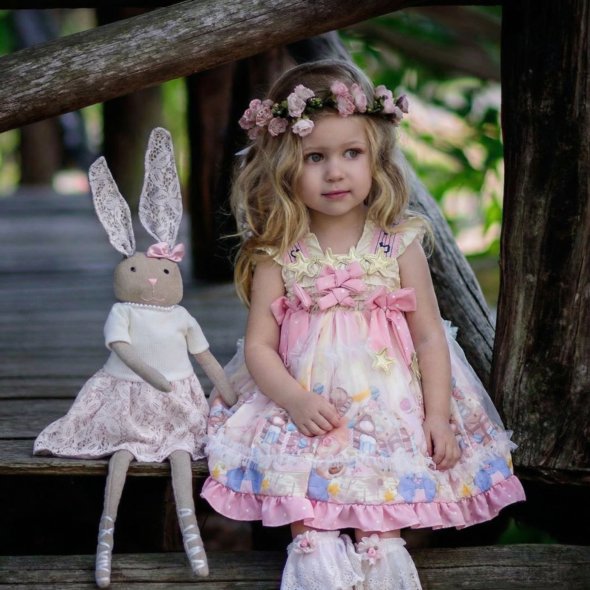 Chemical Fiber Blend Bow Sleeveless Midi Dresses - Pink - 7-8Y - image 1