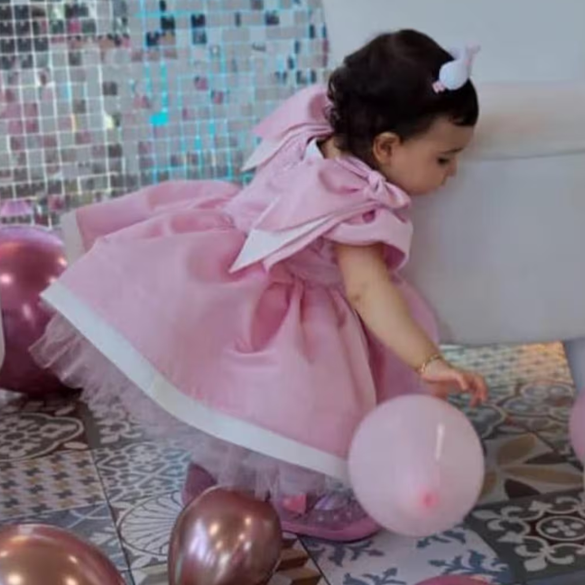 Satin Bow Bunny Ear Accents Short Sleeve Short Dresses - image 3