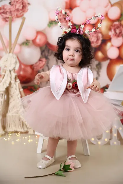 Mesh Split Joint Bunny Ear Accents Rosette Sleeveless Midi Dresses - image 7