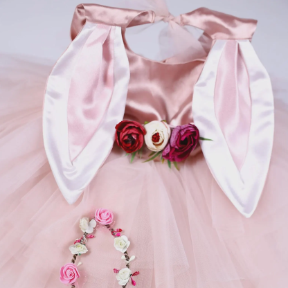 Mesh Split Joint Bunny Ear Accents Rosette Sleeveless Midi Dresses - image 8