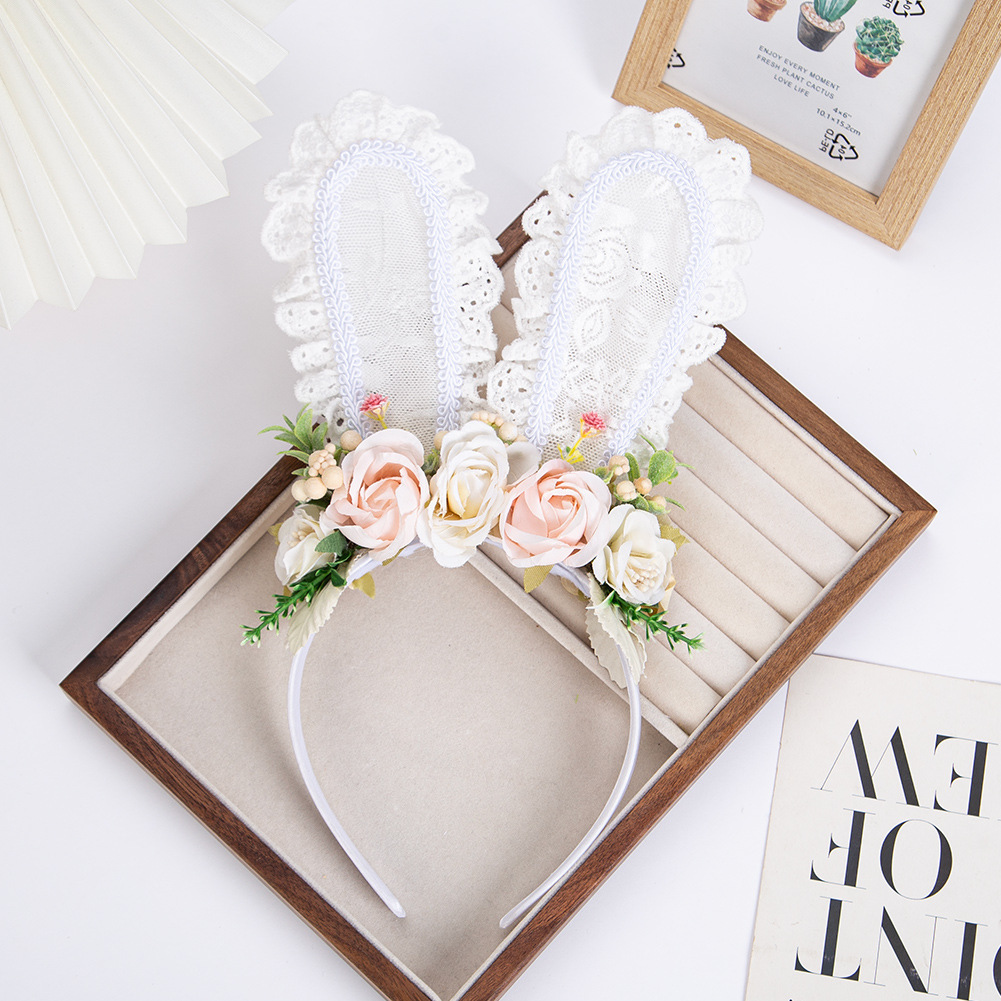 Solid Animal Ears Hairband - Pink & White Gradient - image 6