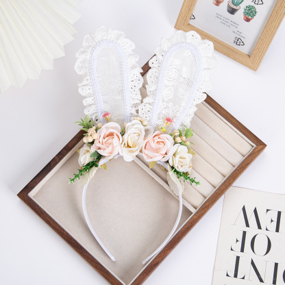 Solid Animal Ears Hairband - Pink & White Gradient - image 6