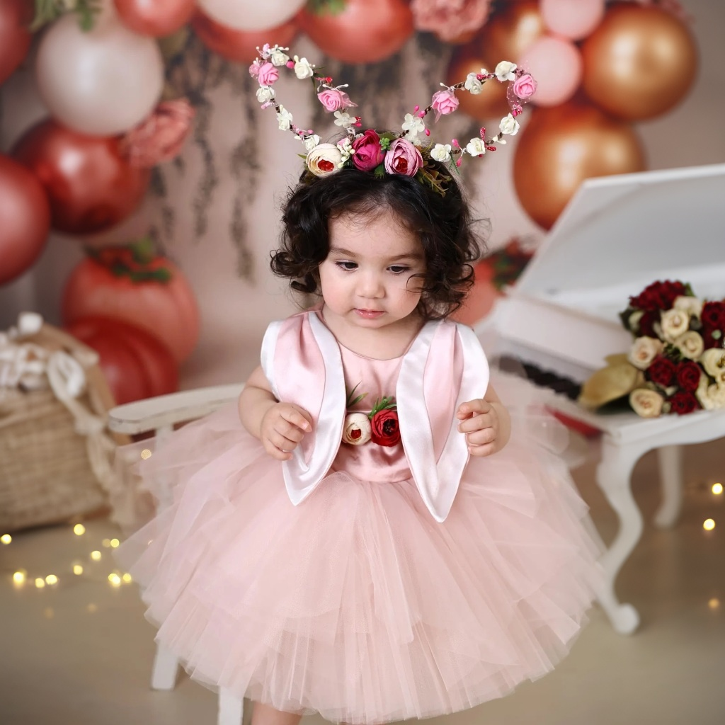 Mesh Split Joint Bunny Ear Accents Rosette Sleeveless Midi Dresses - image 6