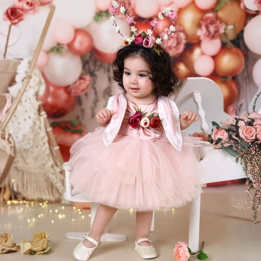 Mesh Split Joint Bunny Ear Accents Rosette Sleeveless Midi Dresses - image 2