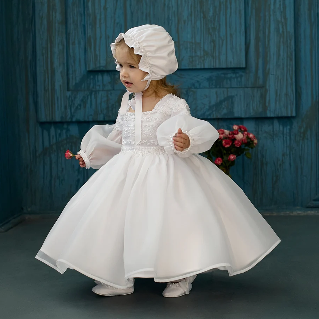 Easter Organza Split Joint Embroidery Long Sleeve Midi Dresses - image 1