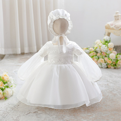 Easter Organza Split Joint Embroidery Long Sleeve Midi Dresses - White - 2-3Y - image 2
