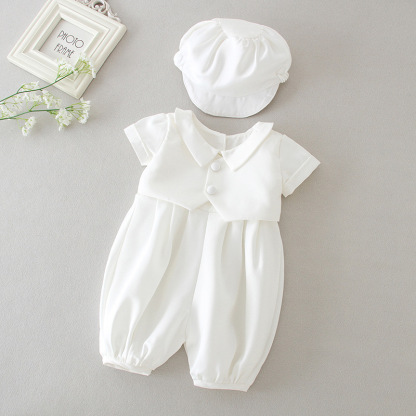 Easter Satin Split Joint Short Sleeve Fifth Pants With Hat - image 4