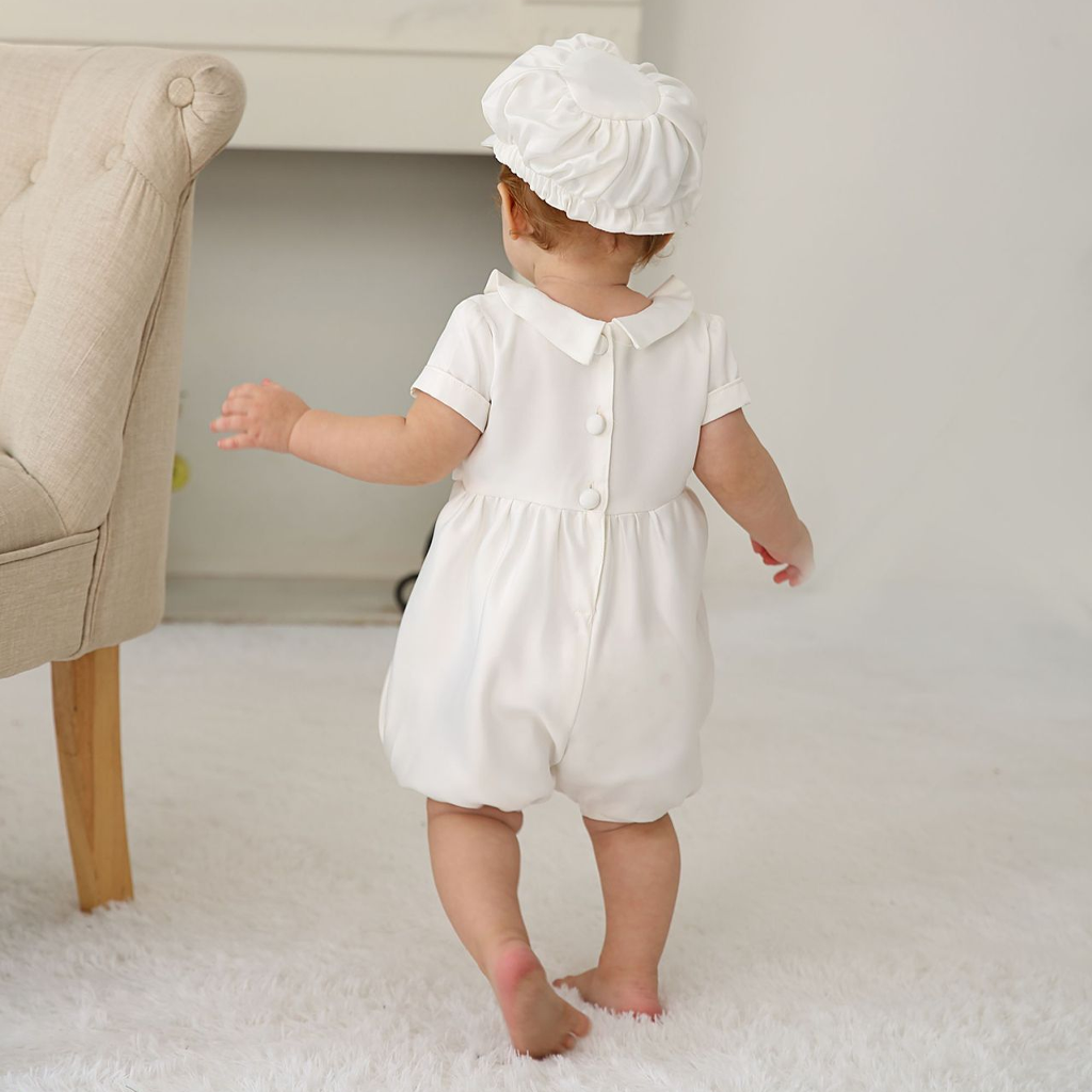 Easter Satin Split Joint Short Sleeve Fifth Pants With Hat - image 3