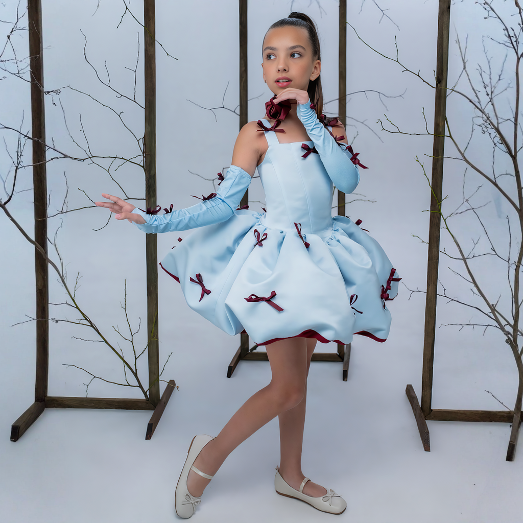 Satin FluffyFluffy Bow Sleeveless Midi Dresses - image 5