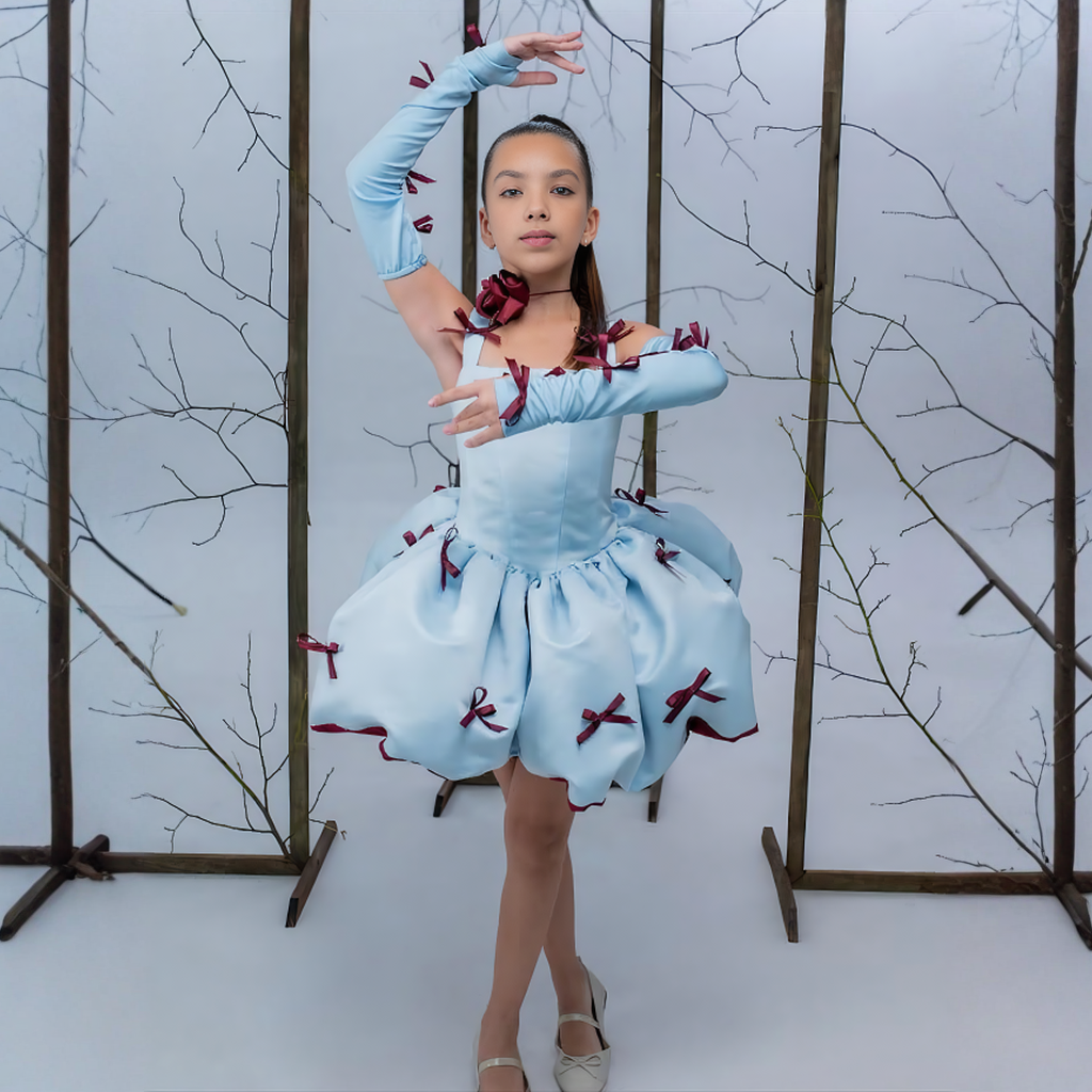 Satin FluffyFluffy Bow Sleeveless Midi Dresses - image 4