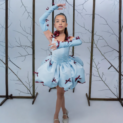 Satin FluffyFluffy Bow Sleeveless Midi Dresses - image 4