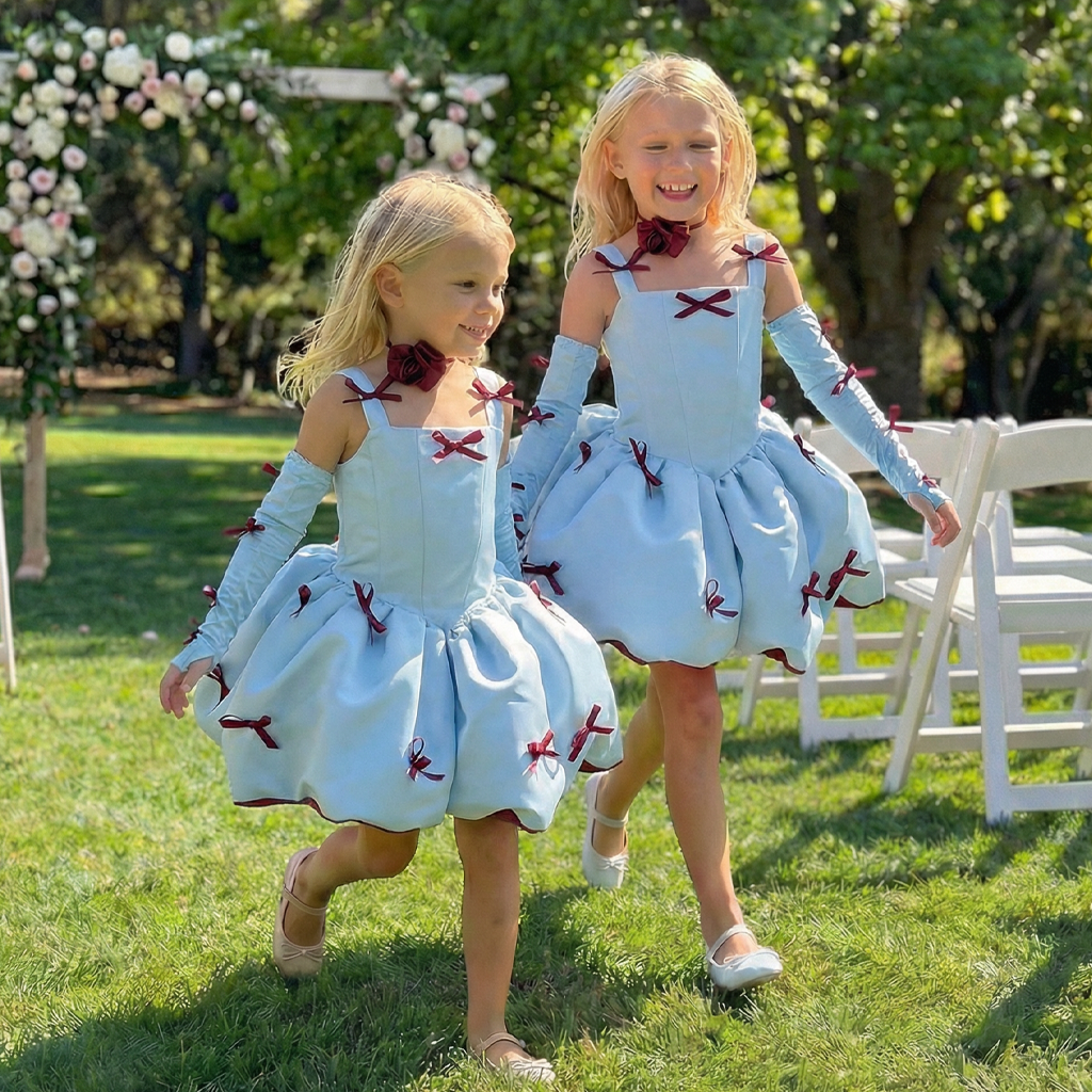 Satin FluffyFluffy Bow Sleeveless Midi Dresses - image 3