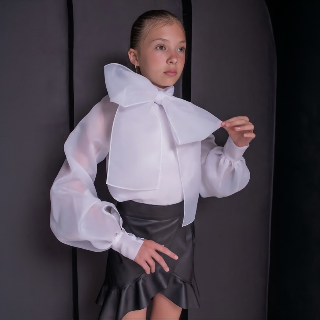 Organza Bow Long Sleeve Regular Shirt - image 3