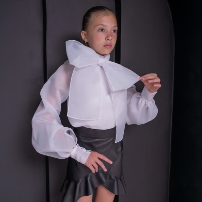 Organza Bow Long Sleeve Regular Shirt - image 3