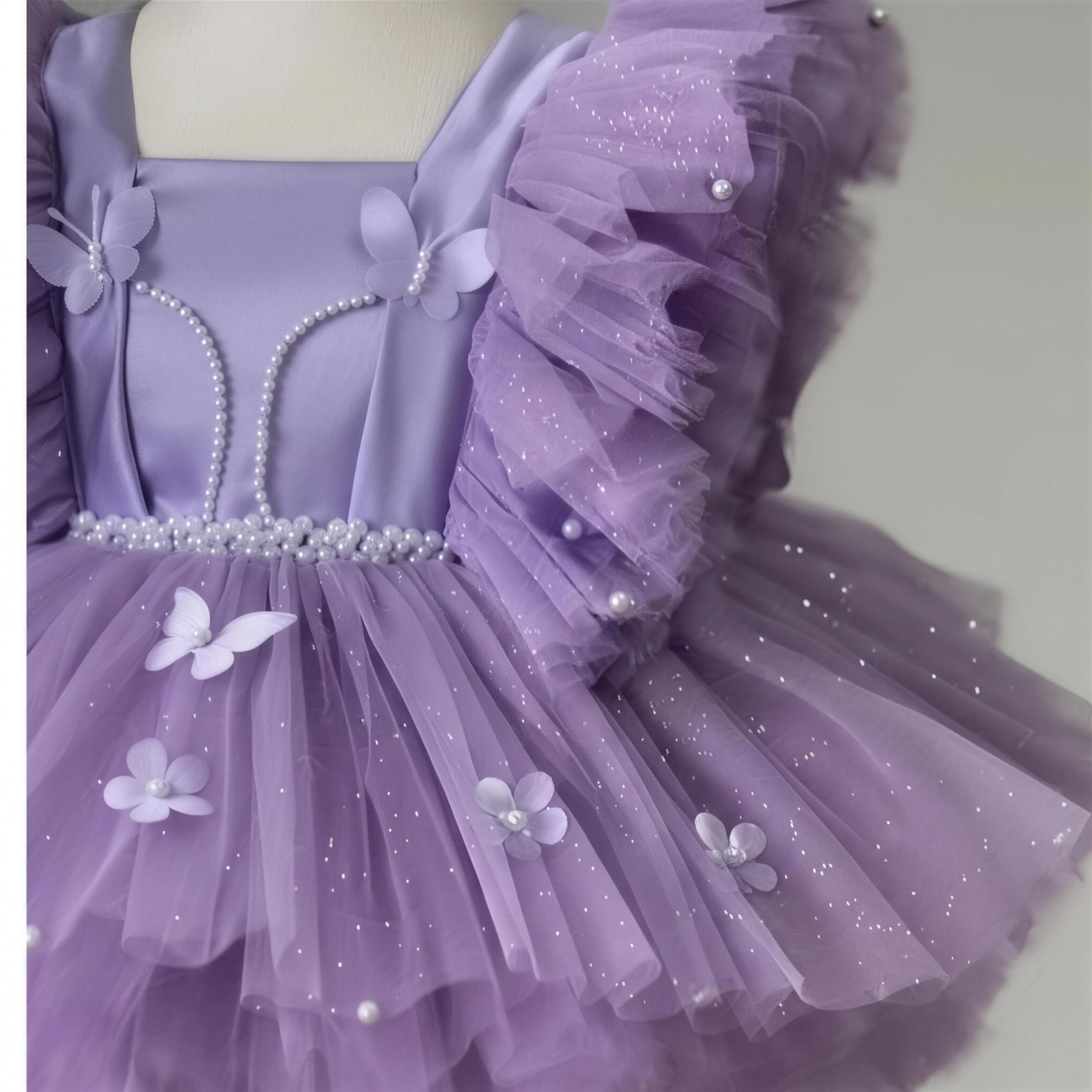 Mesh Flora Pearl Sleeveless Short Dresses - image 4