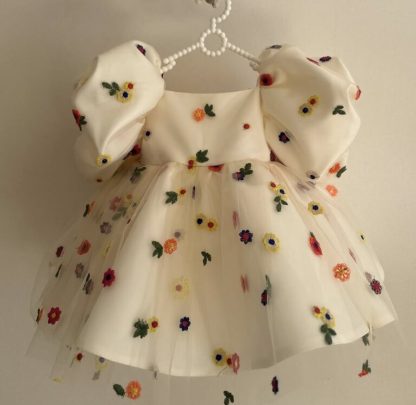 Satin Floral-embroidered Short Sleeve Midi Dresses - image 2