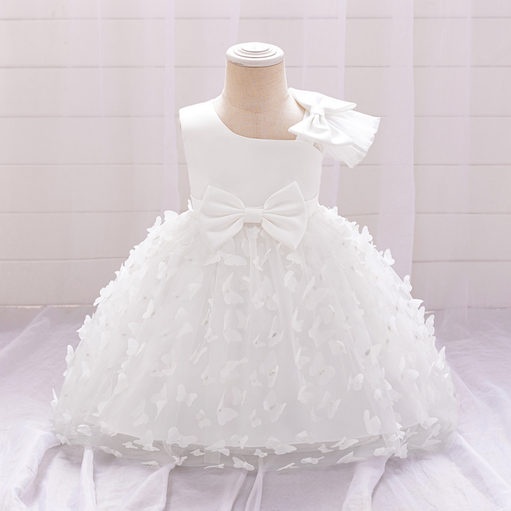 Mesh Bow Sleeveless Midi Dresses - White - 6-7Y - image 4