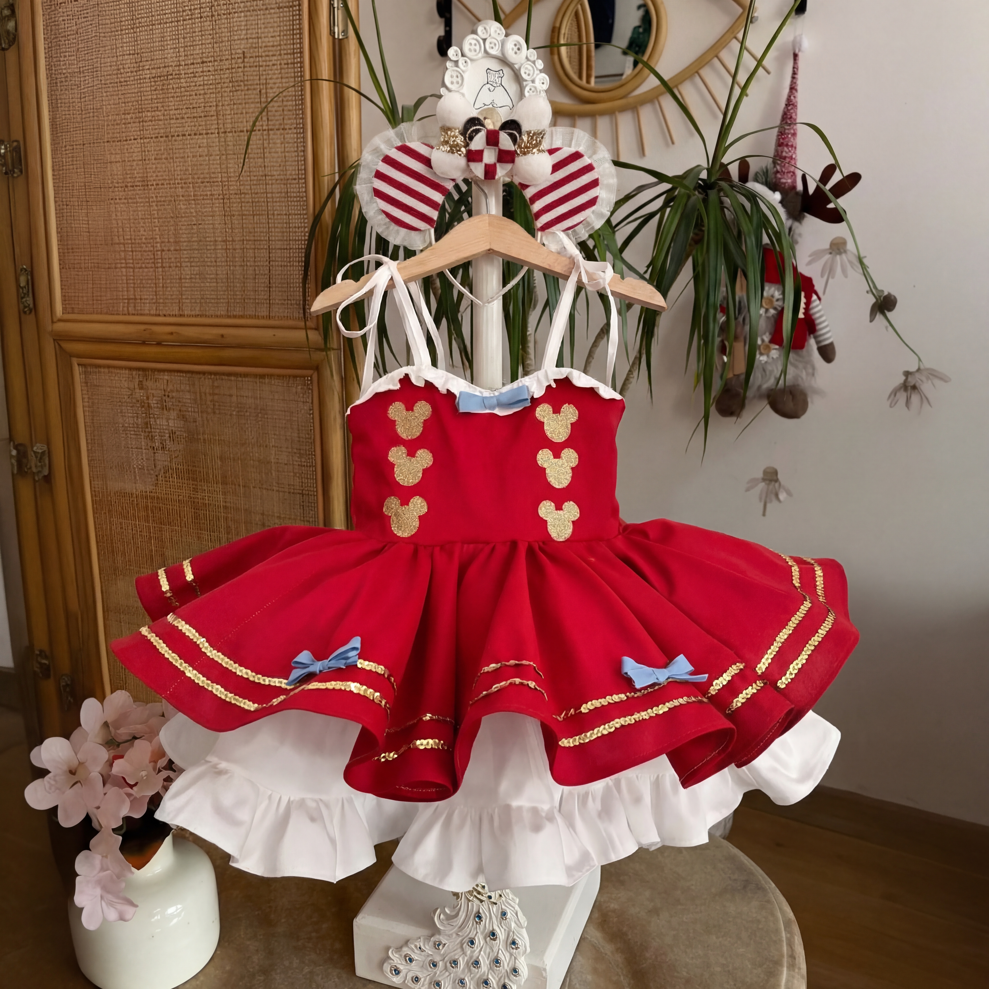 100% Cotton Panel Sleeveless Midi Dresses - Red - 4Y - image 1