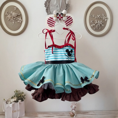 Satin Split Joint Flouncing Sleeveless Midi Dresses - Mint - 4Y - image 1