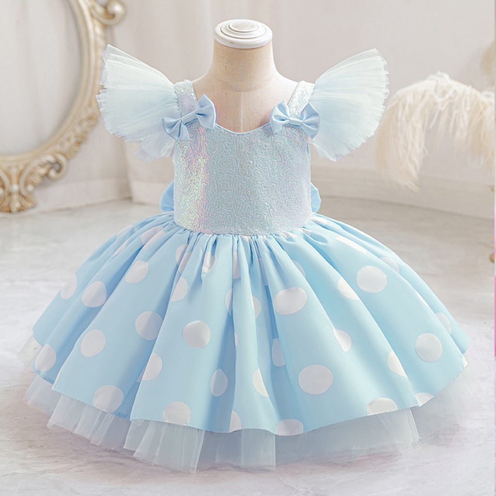 Satin Bow Sleeveless Midi Dresses - Blue - 2-3Y - image 11