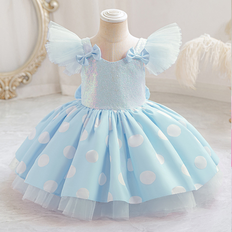 Satin Bow Sleeveless Midi Dresses - Blue - 2-3Y - image 11