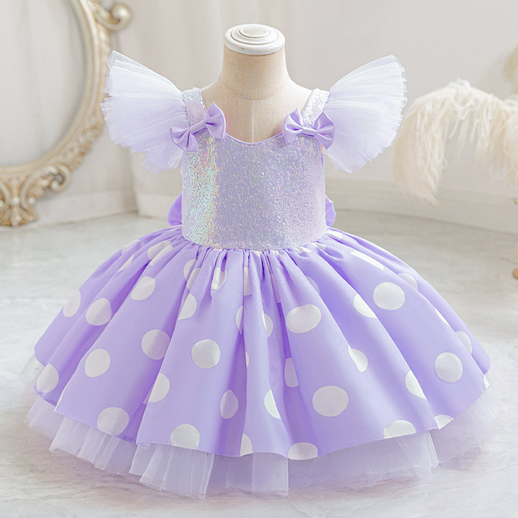 Satin Bow Sleeveless Midi Dresses - Purple - 2-3Y - image 14