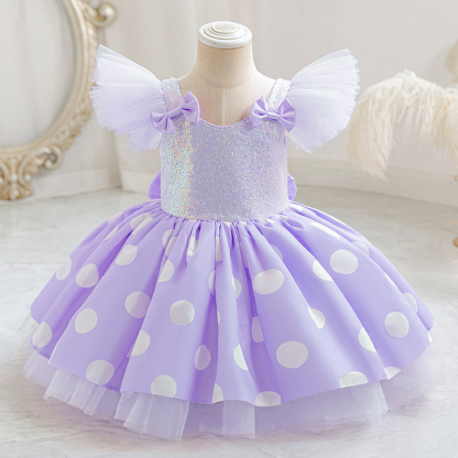 Satin Bow Sleeveless Midi Dresses - Purple - 2-3Y - image 14