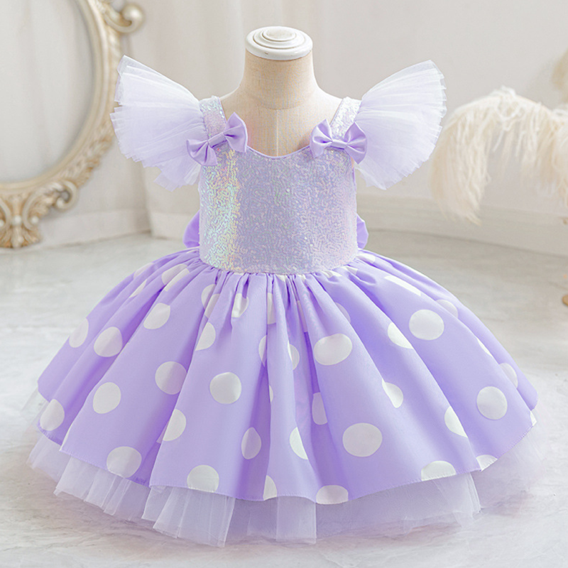 Satin Bow Sleeveless Midi Dresses - Purple - 2-3Y - image 14