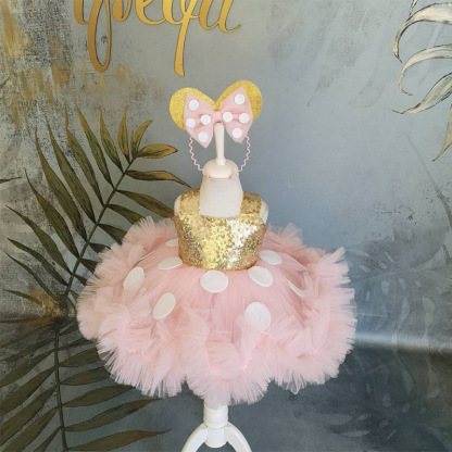 Glitter Split Joint Sleeveless Midi Dresses - Pink - 6-7Y - image 1