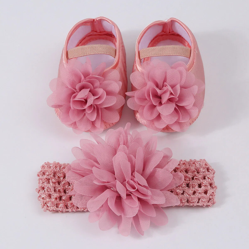 Mesh Rosette Sleeveless Midi Dresses - Pink Flower + Hair Band - 12-18M - image 3