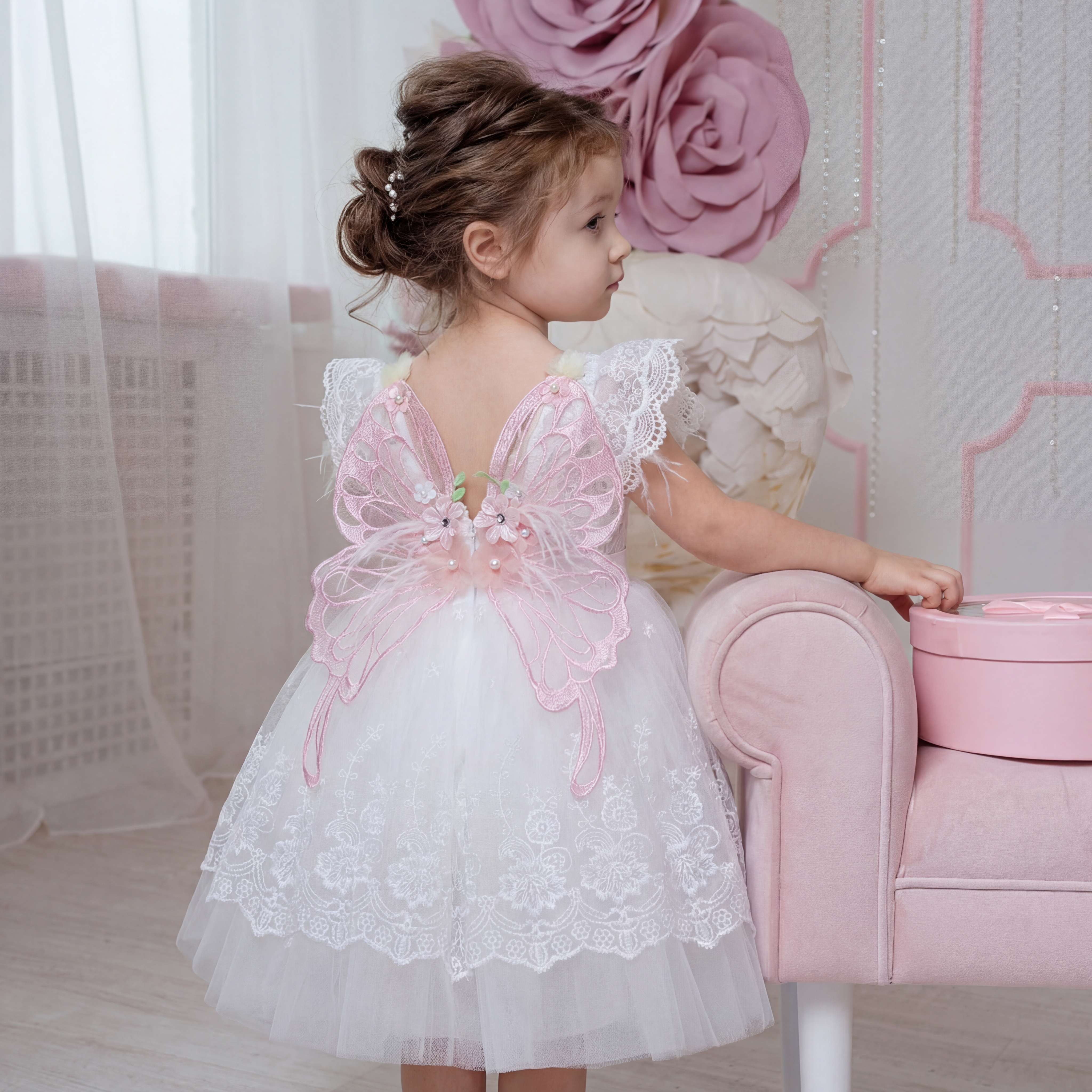 Mesh Butterfly Cap Sleeve Midi Dresses - image 4