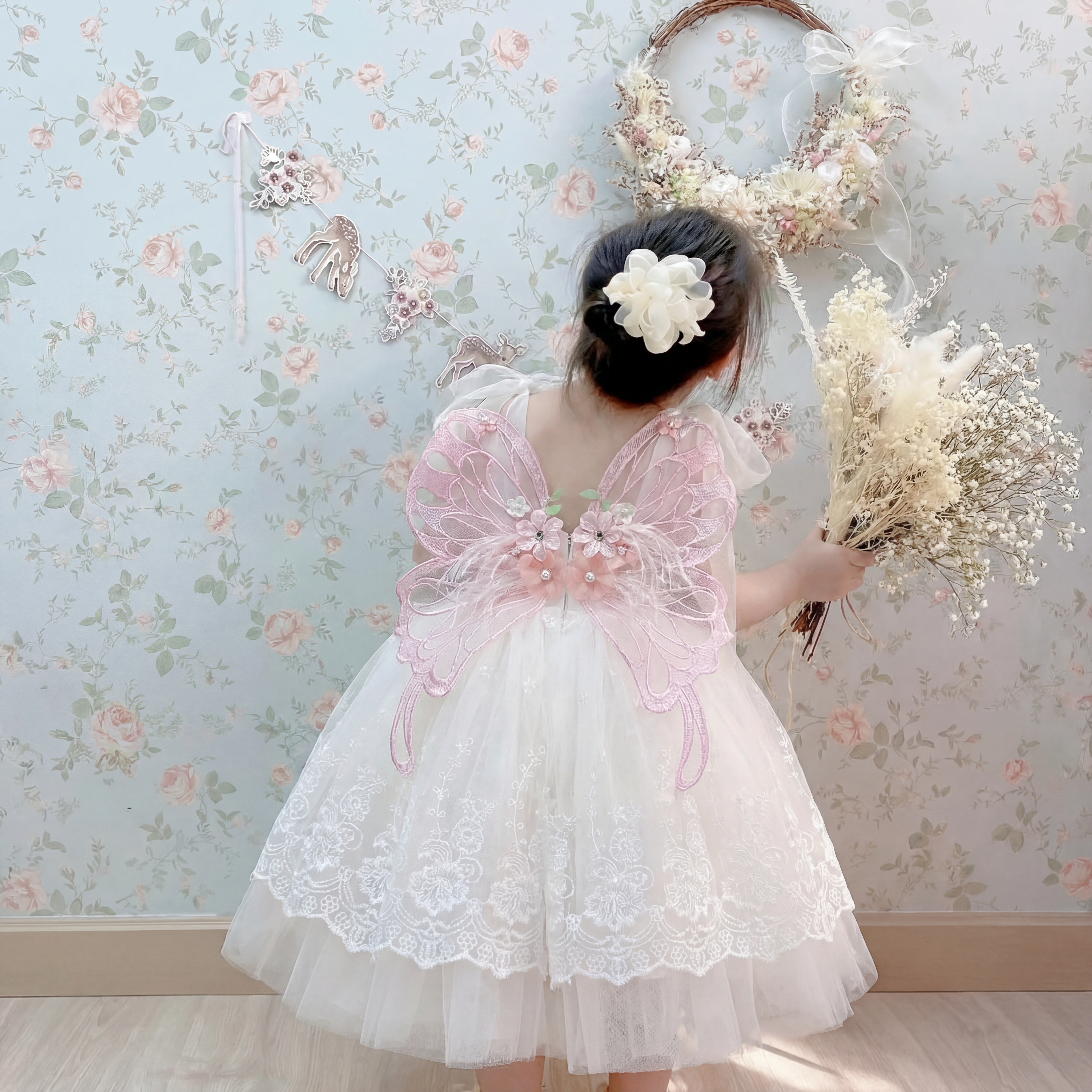 Mesh Butterfly Cap Sleeve Midi Dresses - image 5