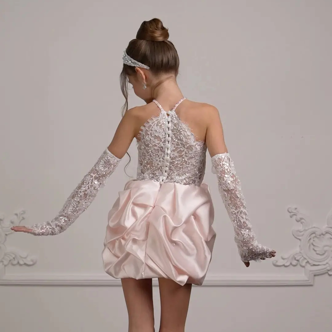 Satin Lace Fluffy Sleeveless Short Dresses - image 6