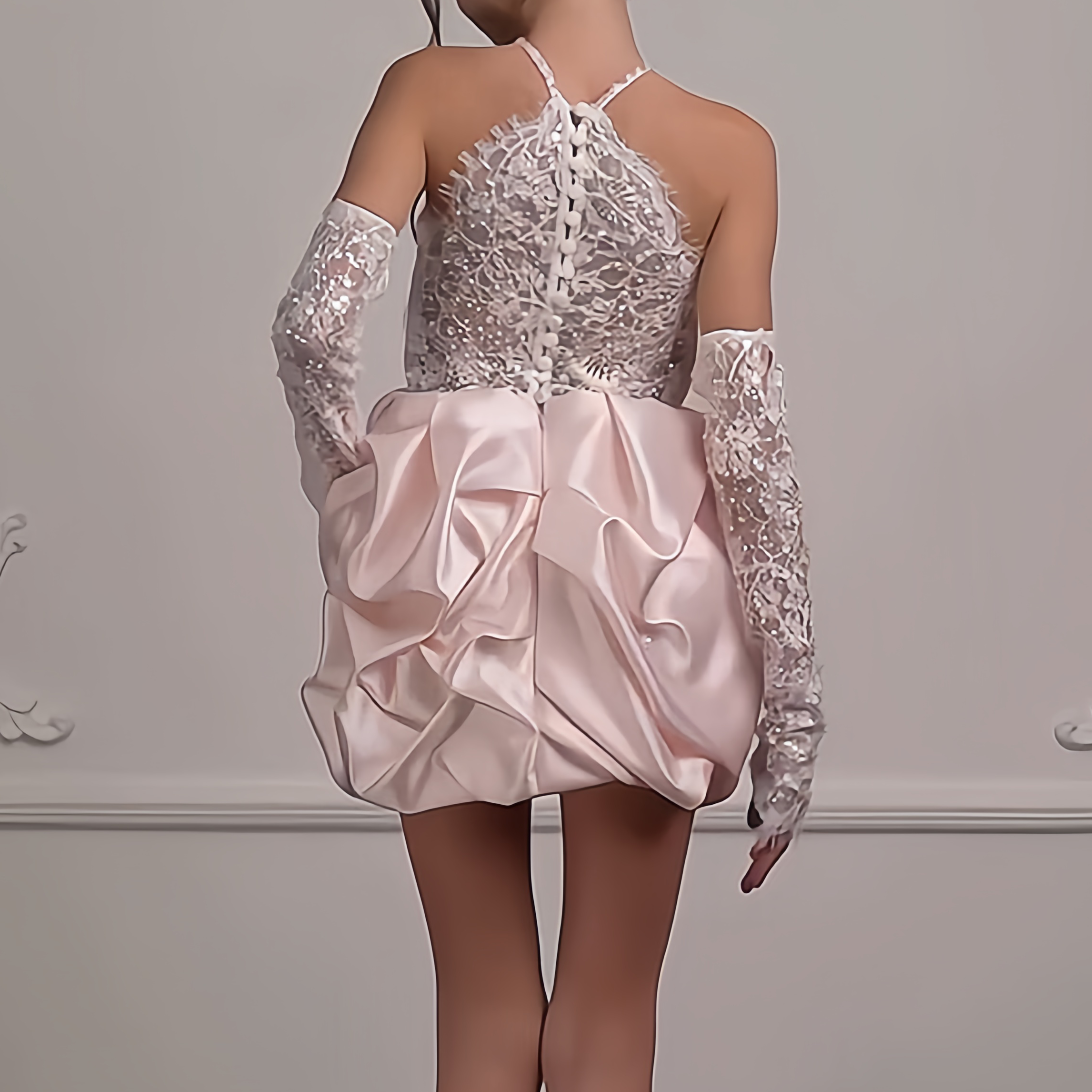 Satin Lace Fluffy Sleeveless Short Dresses - image 7