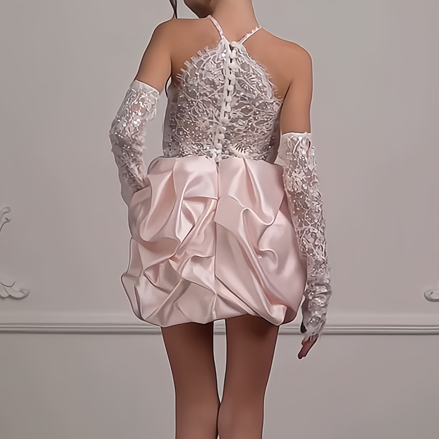 Satin Lace Fluffy Sleeveless Short Dresses - image 7