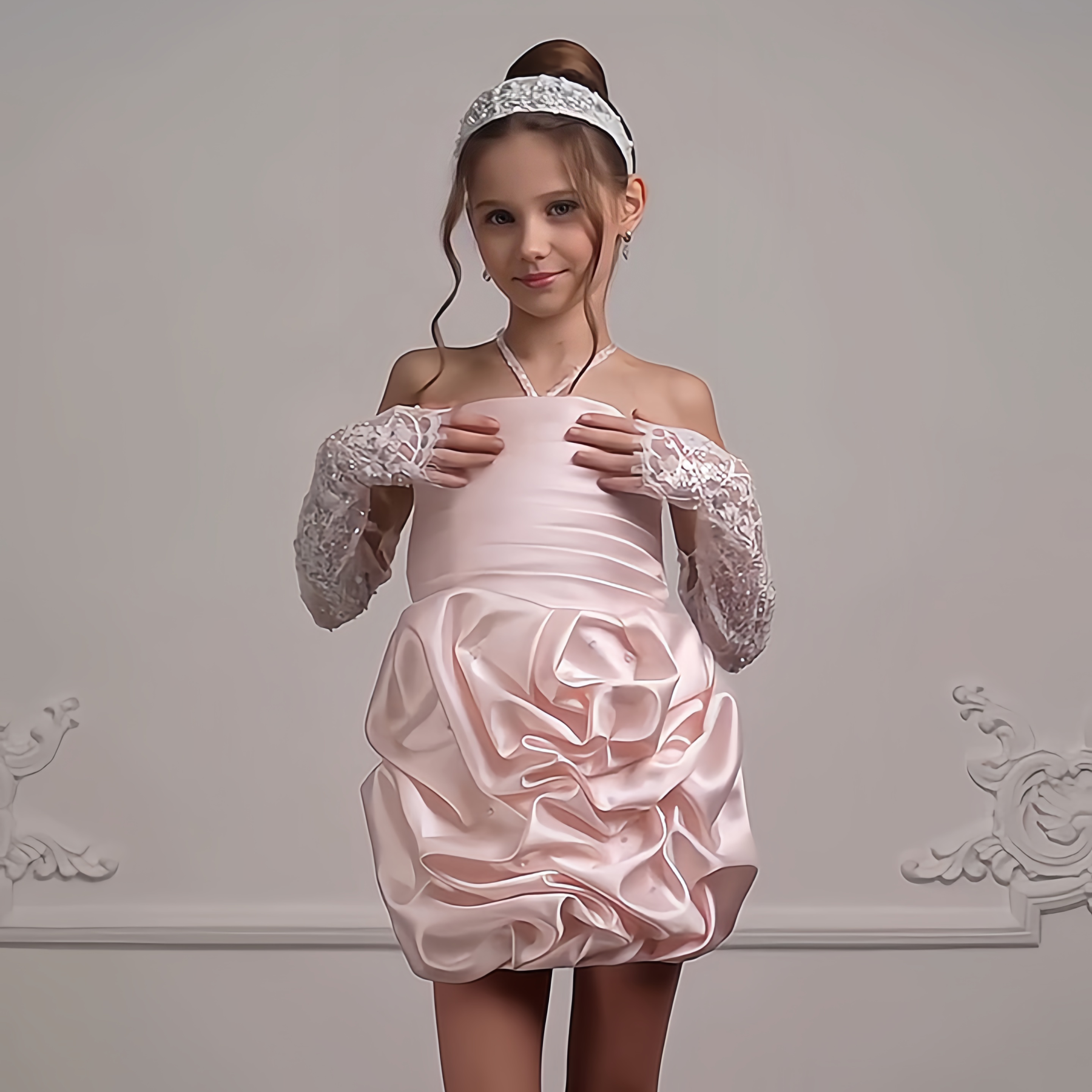 Satin Lace Fluffy Sleeveless Short Dresses - image 4