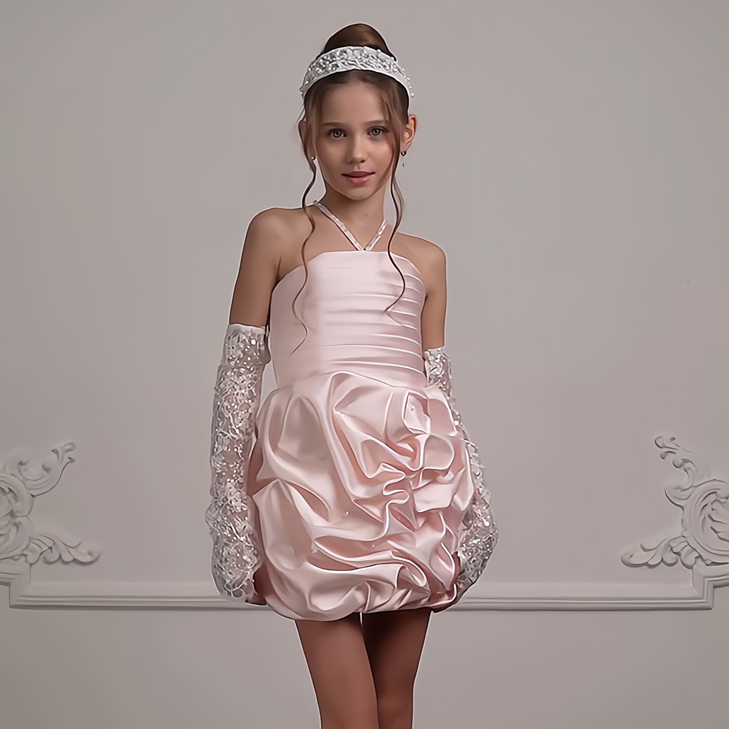 Satin Lace Fluffy Sleeveless Short Dresses - image 2