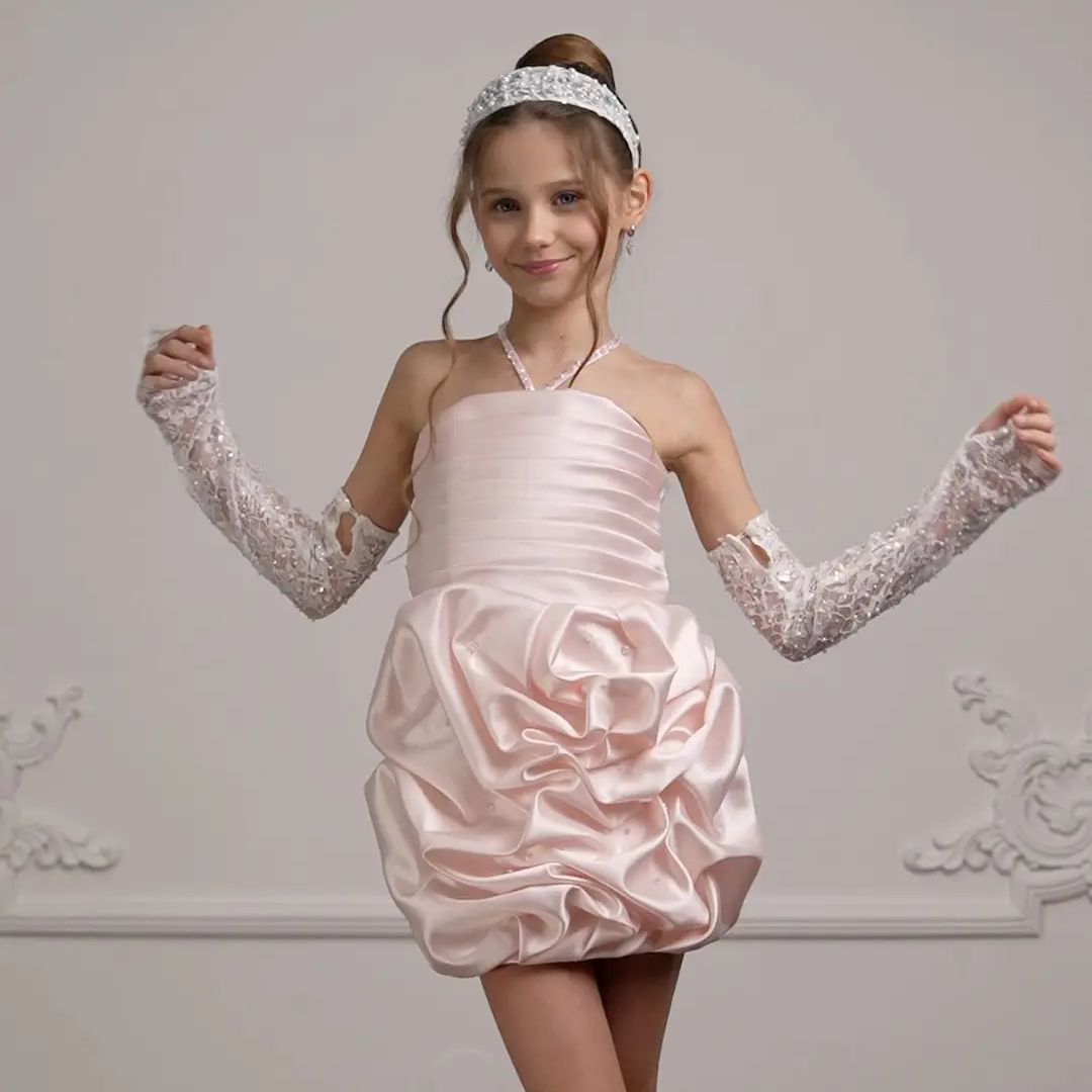 Satin Lace Fluffy Sleeveless Short Dresses - image 3