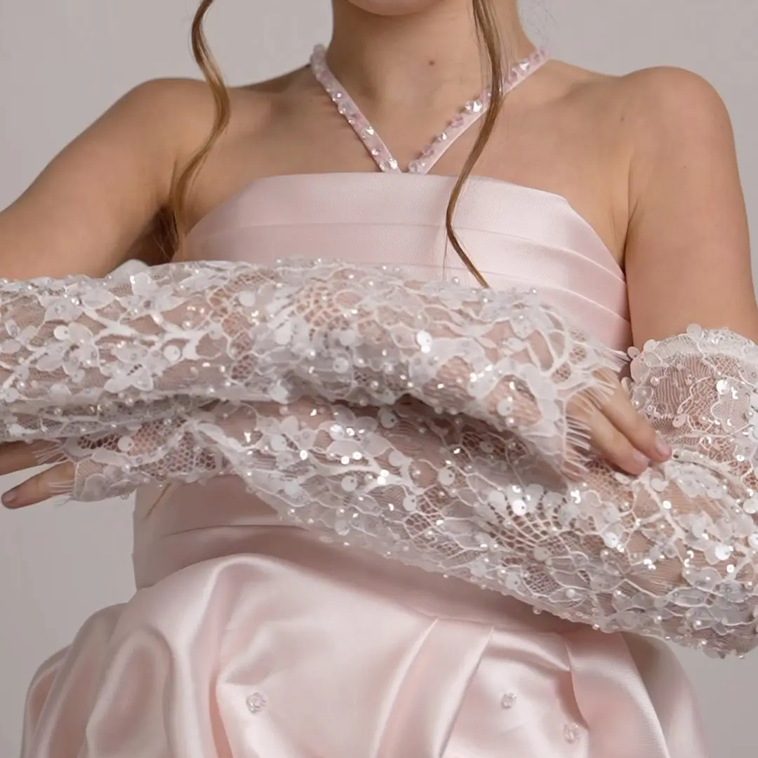 Solid With Sequins Gloves - image 3