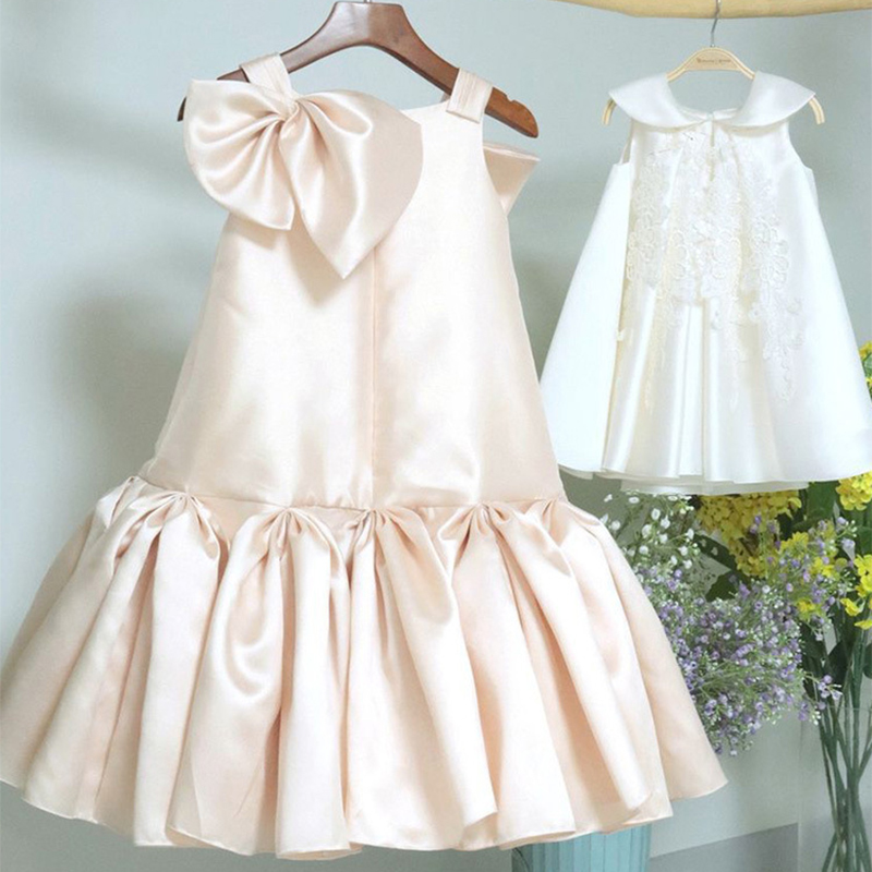 Satin Bow Flouncing Sleeveless Midi Dresses - image 2