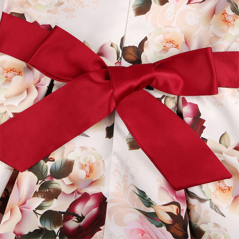 Satin Bow Short Sleeve Midi Dresses - image 16