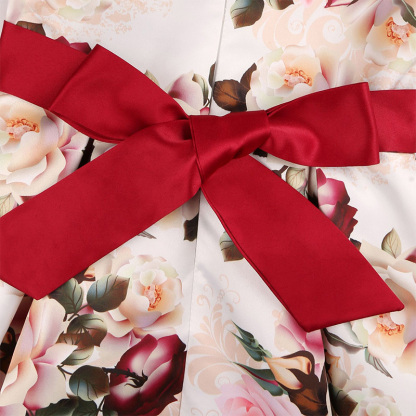 Satin Bow Short Sleeve Midi Dresses - image 16