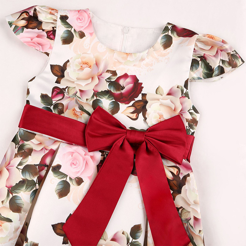 Satin Bow Short Sleeve Midi Dresses - image 15