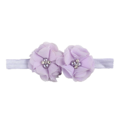 Solid With Flower Applique Hairband - Light Purple - 0-3Y - image 13