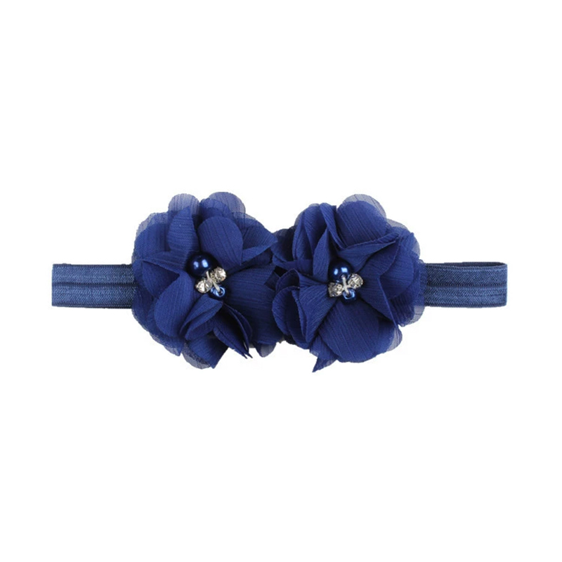 Solid With Flower Applique Hairband - Navy Blue - 0-3Y - image 14